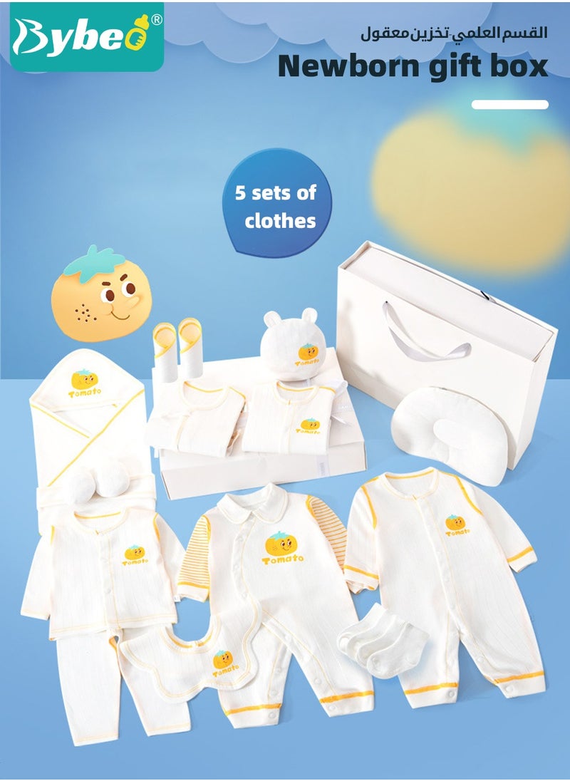 21PCS Newborn Baby Gift Set, Newborn Layette Gift Set for Boys and Girls, Babies Essential Clothes Accessories with Baby Blanket, 100% Premium Cotton,  for Spring Summer Autumn Winter Four Seasons