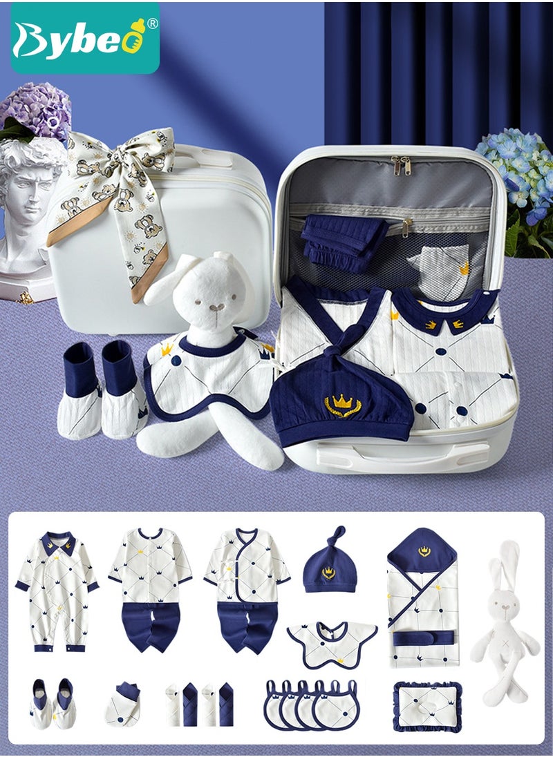 23PCS Newborn Baby Gifts Set, Newborn Layette Gift Set, Baby Clothes Accessories, Infant Essential Set with Beautifully Suitcase for Boys and Girls, Premium Cotton, for Spring Summer Autumn Winter