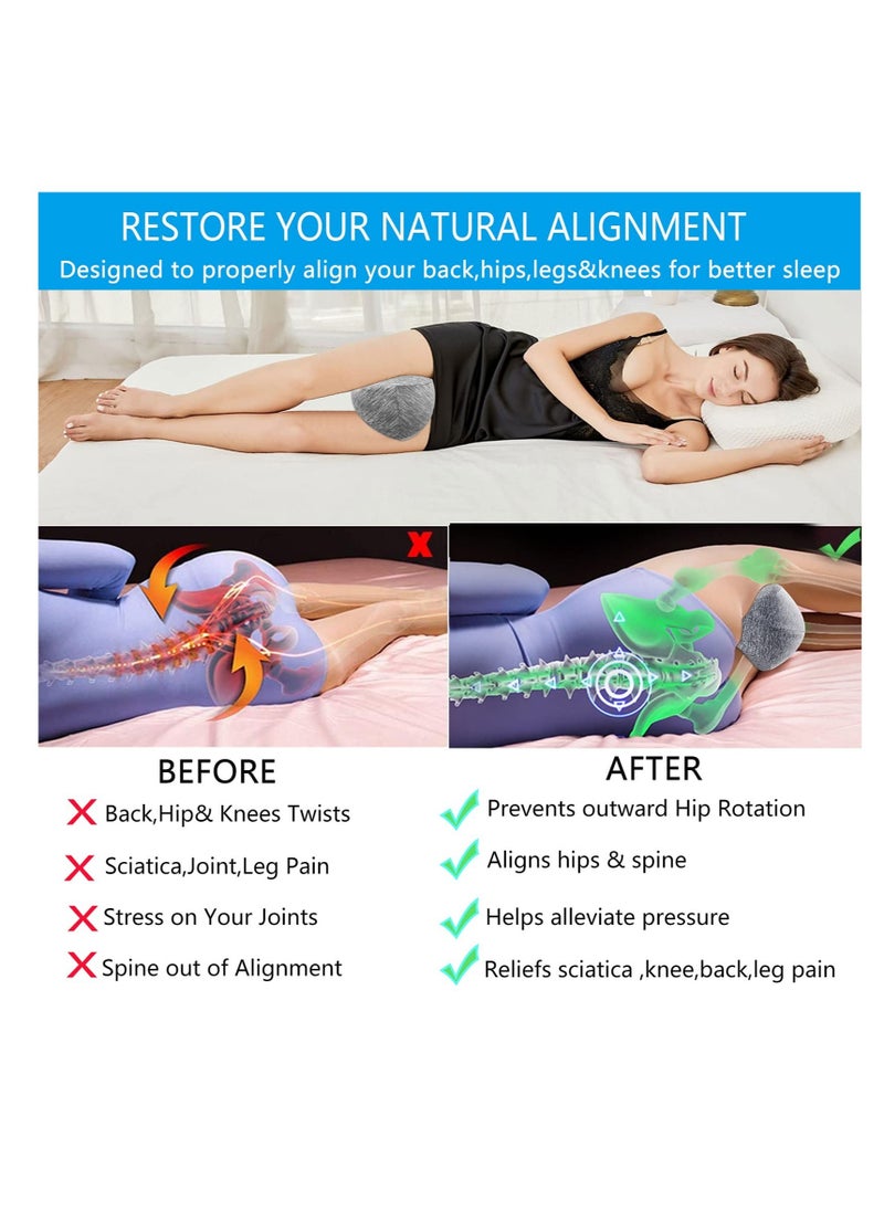 Ergonomic Memory Foam Knee Pillow for Side Sleepers - Cooling Leg Support for Back Pain Relief, Sciatica u0026 Pregnancy Comfort