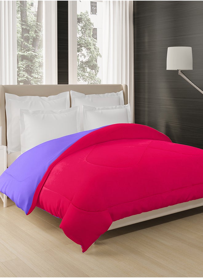 Reversible Solid Comforter Double Bed Blanket for Winter//Double/GSM- 220, Pink-Violet, 220 X 240 Cm