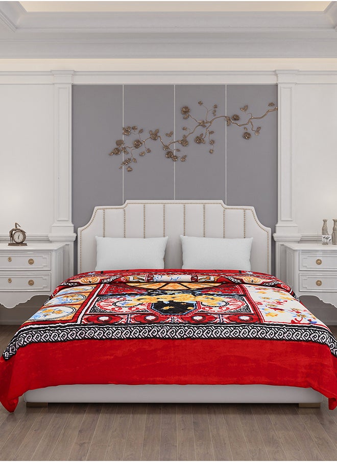 Mink Blanket | Double Bed AC Blanket |Skin-Friendly, Lightweight & Super Soft Blanket 2.5 Kgs- Red Circle, 210 X 220 Cm