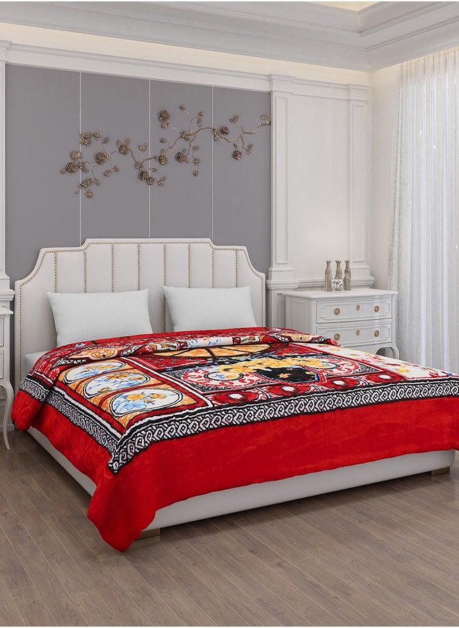 Mink Blanket | Double Bed AC Blanket |Skin-Friendly, Lightweight & Super Soft Blanket 2.5 Kgs- Red Circle, 210 X 220 Cm
