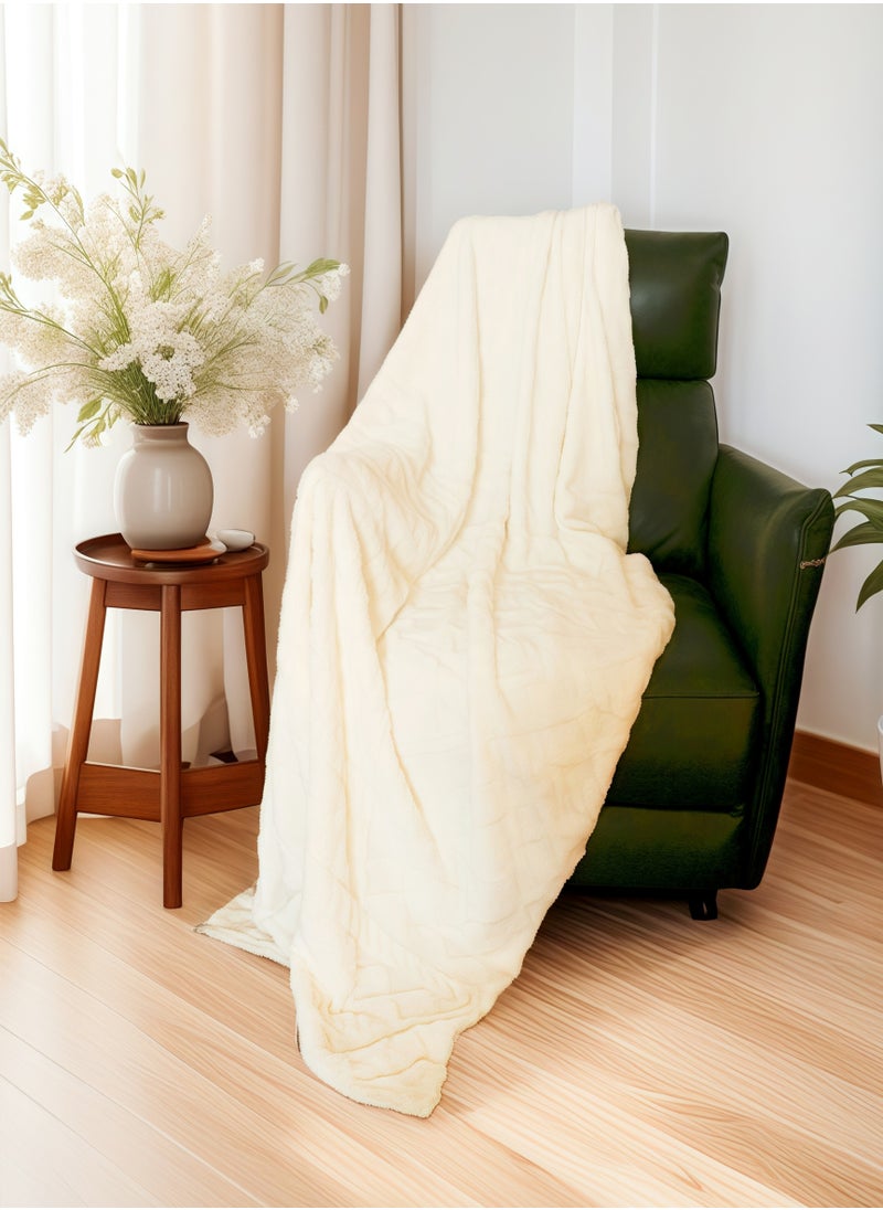 Double-sided Velvet Coral Velvet Blanket,Beige All Seasons Blanket,Cozy Soft and Thickened,Waffle and Delicate Fluff Double-sided,for Bed, Couch,Sofa, Chair Throw Blanket, Air Conditioning Quilts, O