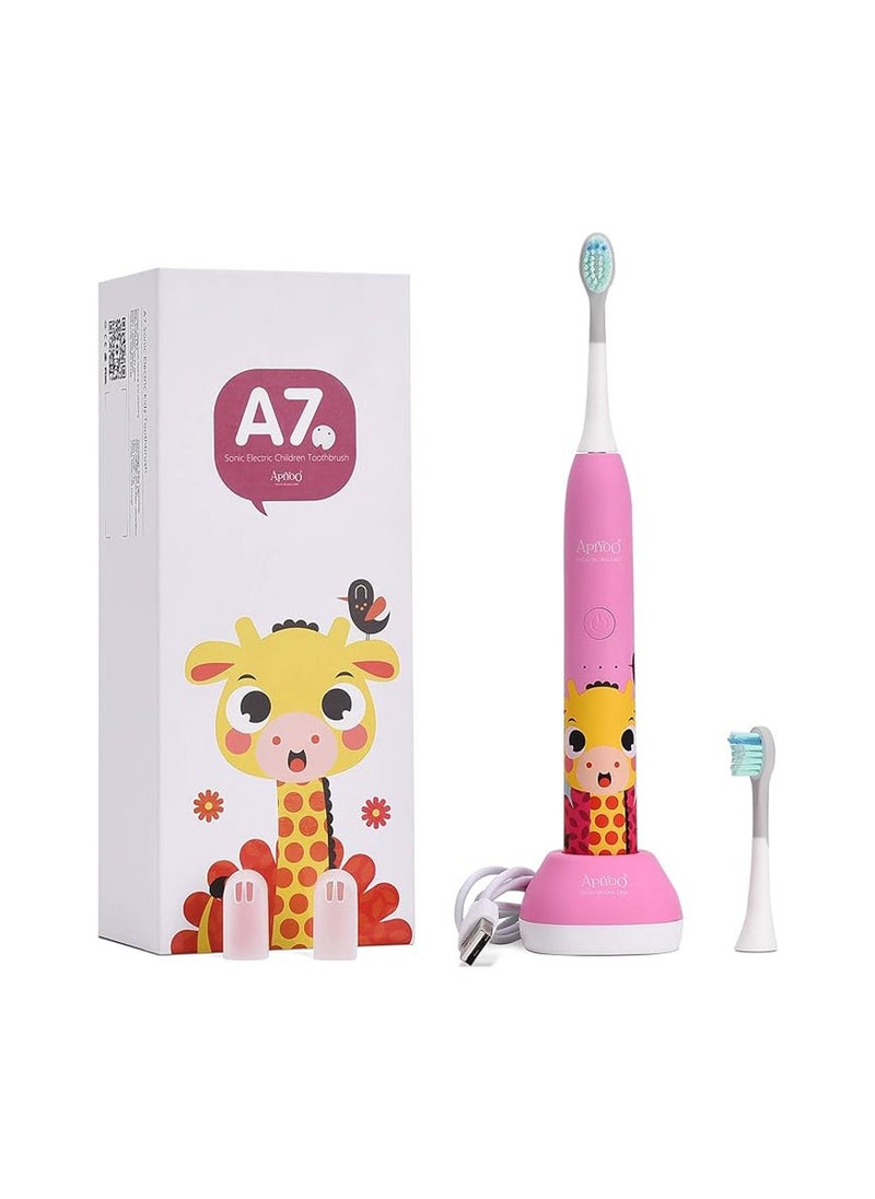 Apiyoo A7 Sonic Electric Kids Toothbrush (Pink)- 3 Mode, Smart Timer with USB-C Charging