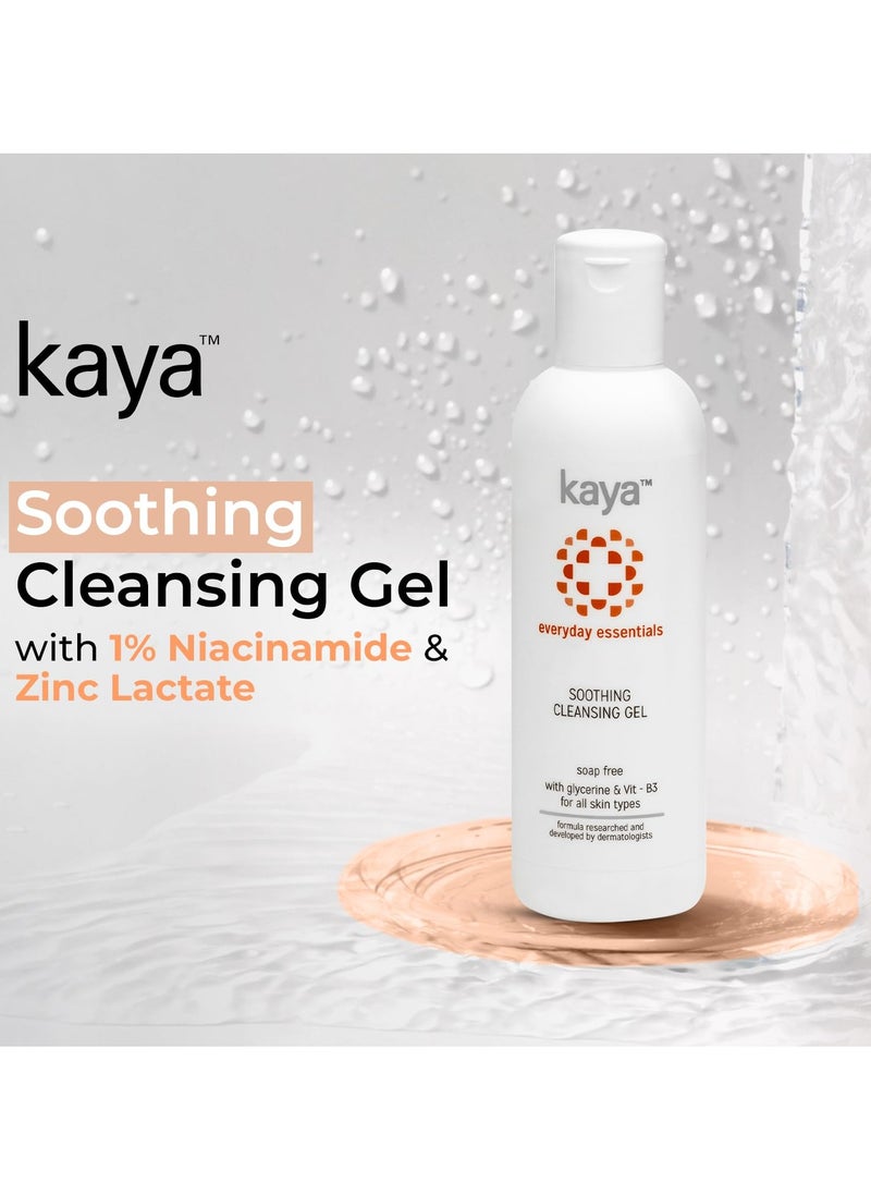 Kaya Clinic Soothing Cleansing Gel | Soap Free & Gentle Face Wash | With Niacinamide For Daily Use | All Skin Types | 200Ml