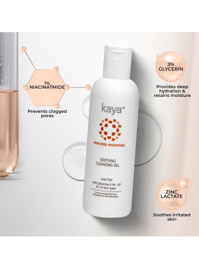 Kaya Clinic Soothing Cleansing Gel | Soap Free & Gentle Face Wash | With Niacinamide For Daily Use | All Skin Types | 200Ml