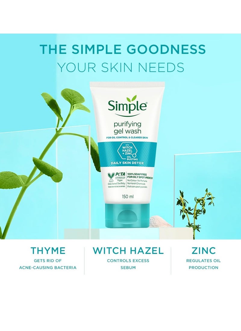 Simple Daily Skin Detox Purifying Facial Wash, 150ml