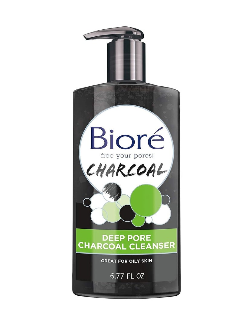 Bioré Deep Pore Charcoal Face Wash, Facial Cleanser for Dirt and Makeup Removal From Oily Skin, 6.77 Ounce & Bioré Pore Unclogging Scrub, Removes Excess Dirt and Oils, Face Scrub