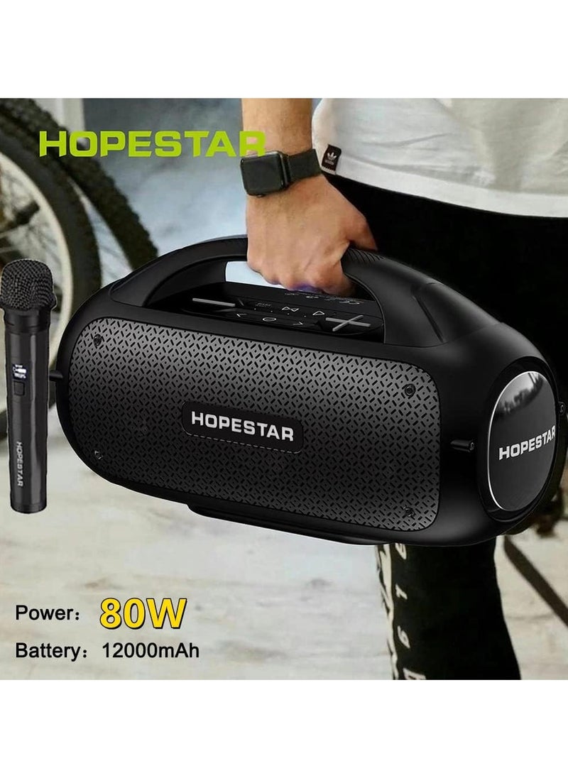 Electronics - Waterproof Wireless Bluetooth Speaker Hopestar A50 80W Highs Powers Stereo Outdoor Bass Portable Sound Column Subwoofer Microphone (Black)
