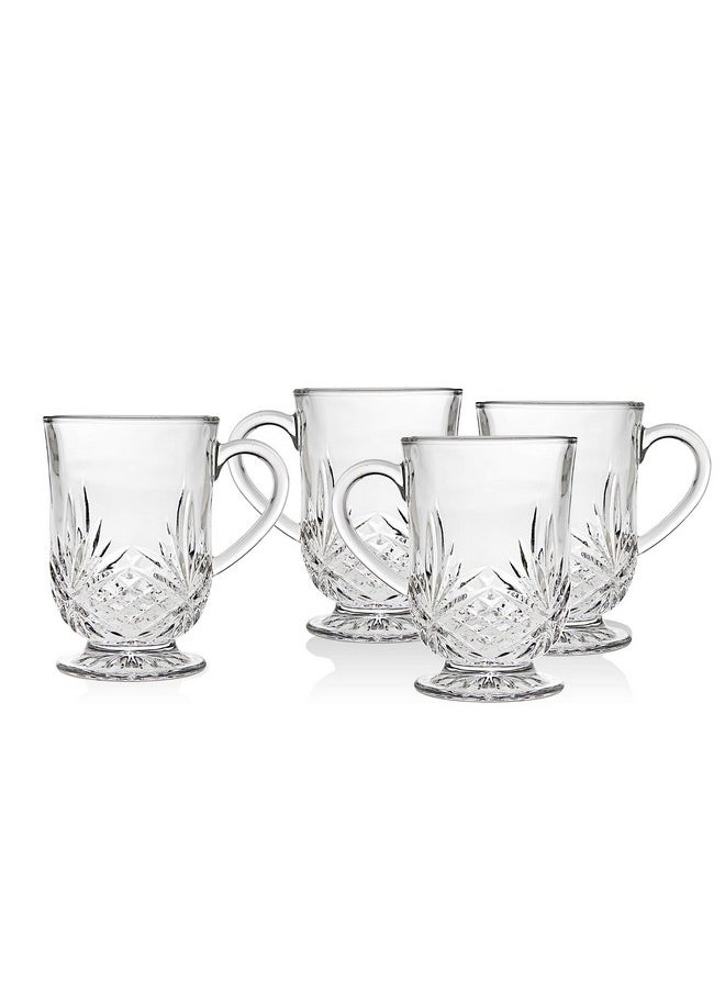 Godinger Coffee Mugs, Tea or Hot Water Glass Cups - Dublin Collection, Set of 4, 10 fluid ounces
