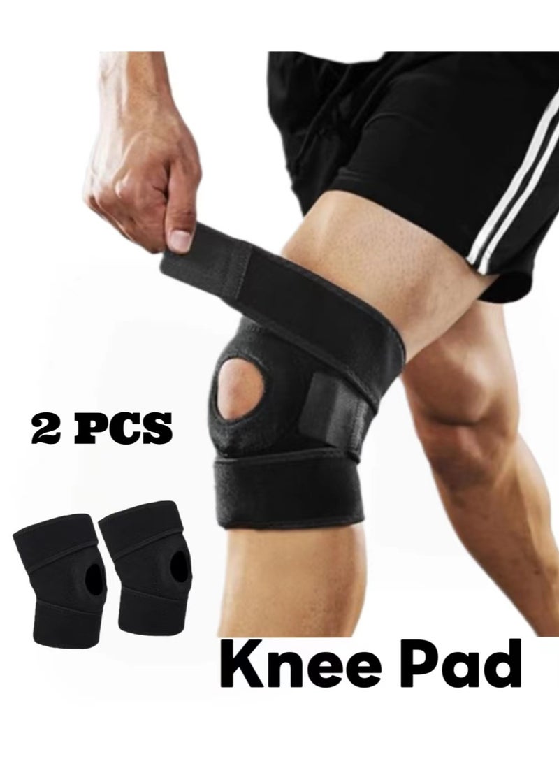 2 pcs Professional Knee Brace Knee Pad with Side Stabilizer and Patella Gel Pad Adjustable Compression Knee Support Brace for Knee Pain Relief, Meniscus Tear, ACL, MCL Arthritis, Joint Pain Relief, Injury Recovery