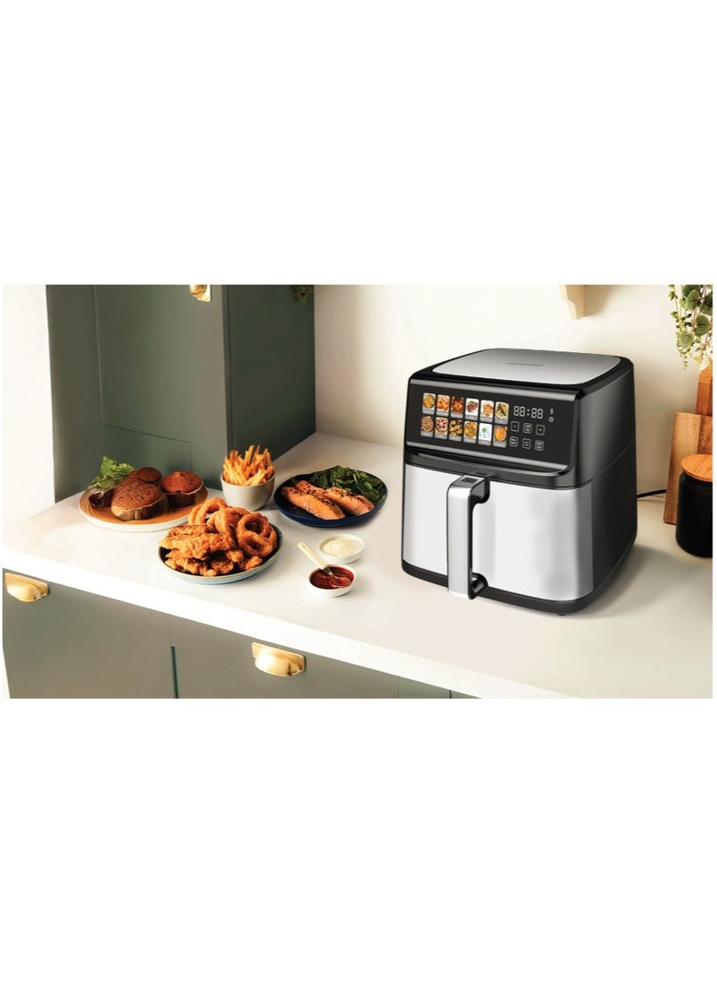 Lifestyle Large Capacity 2200W Air Fryer 11L with 12 Presets / Dual Heating Technology / Automatic Shut-Off / Non-Stick Pot & Tray / Touch Panel / Air Fry / Ideal for Fries, Steak, Chicken, Cake, Meat, Bread & etc. - Black