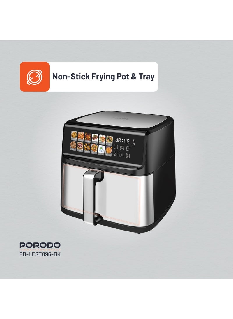 Lifestyle Large Capacity 2200W Air Fryer 11L with 12 Presets / Dual Heating Technology / Automatic Shut-Off / Non-Stick Pot & Tray / Touch Panel / Air Fry / Ideal for Fries, Steak, Chicken, Cake, Meat, Bread & etc. - Black