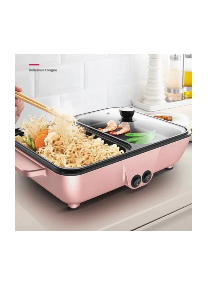 2-in-1 Mini BBQ Electric Grill & Korean Hot Pot – Premium Quality, Compact Design, Non-Stick, Multi-Function Cooking for Home, Parties, and Outdoor Use