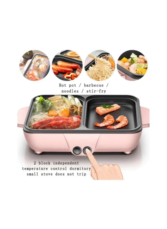 2-in-1 Mini BBQ Electric Grill & Korean Hot Pot – Premium Quality, Compact Design, Non-Stick, Multi-Function Cooking for Home, Parties, and Outdoor Use