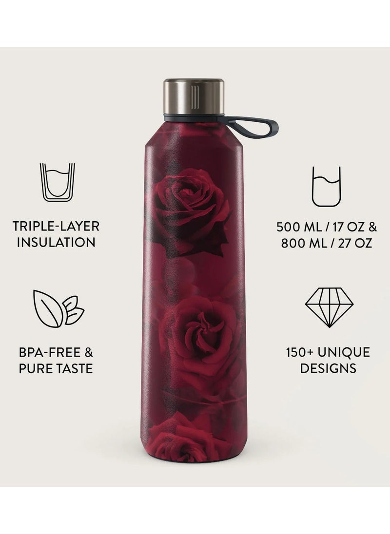 Insulated Water Bottle (17oz) Stylish Stainless Steel Water Bottles Durable Metal Water Bottle Stays Hot or Cold Anti-Slip, Leak-Proof Reusable Water Bottle - Femme Fatale - Water Bottle