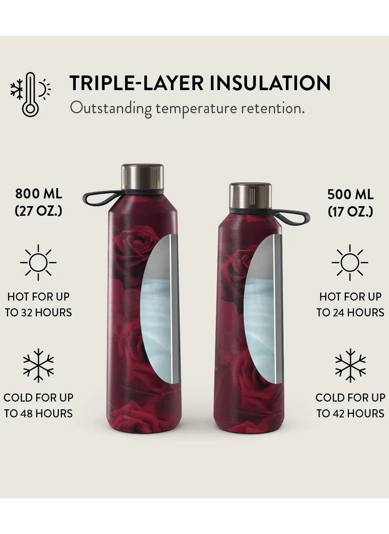 Insulated Water Bottle (17oz) Stylish Stainless Steel Water Bottles Durable Metal Water Bottle Stays Hot or Cold Anti-Slip, Leak-Proof Reusable Water Bottle - Femme Fatale - Water Bottle