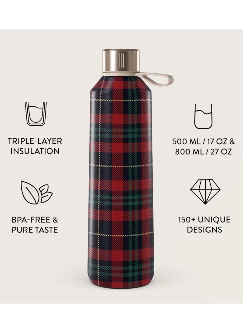 Insulated Water Bottle (17oz) Stylish Stainless Steel Water Bottles Durable Metal Water Bottle Stays Hot or Cold Anti-Slip, Leak-Proof Reusable Water Bottle -Sweater Weather - Water Bottle
