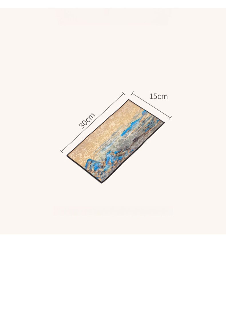 Chinese style retro absorbent tea towel tea set tea tablecloth tea coaster tea mat tea cloth strong absorbent dry foam towel home office kung fu tea set artistic landscape painting