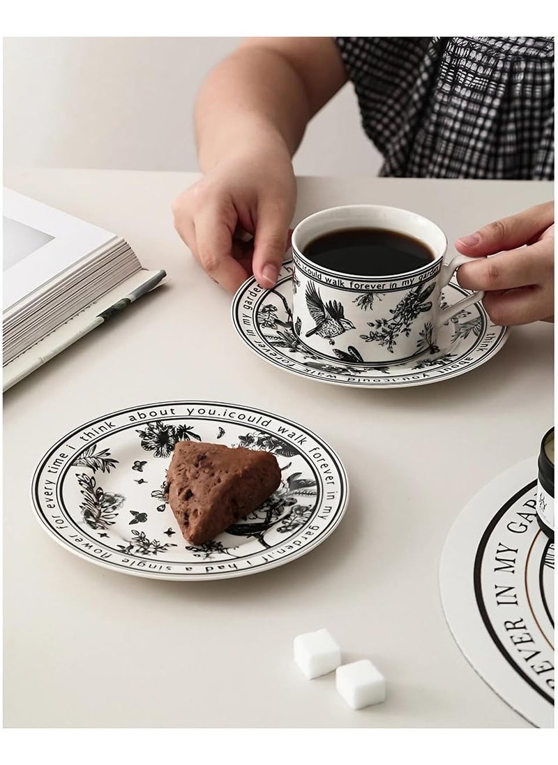 Vintage Porcelain Coffee Cup And Saucer, Hand Crafted Flower Shaped Coffee Cup with Gift Box  ,6.8oz (200ml) capacity,