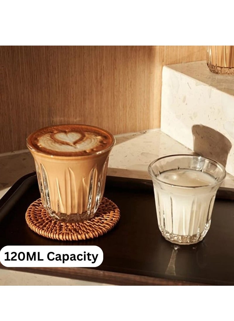 Liying Espresso Cups Set of 6 Clear Glass Cups 120ml for Coffee/Milk Insulated Shot Glasses Regular Espresso Accessories for CoffeeShop, Home, Kitchen and bar
