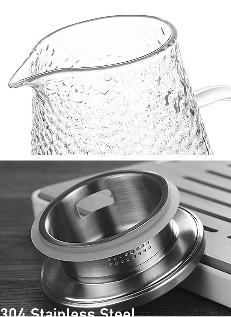 Glass Water Jar With Stainless Steel Lid, 1500ml Heat Resistant Borosilicate Glass Pitcher With Handle Jug For Hot and Cold Water,Ice Tea And Juice Beverage