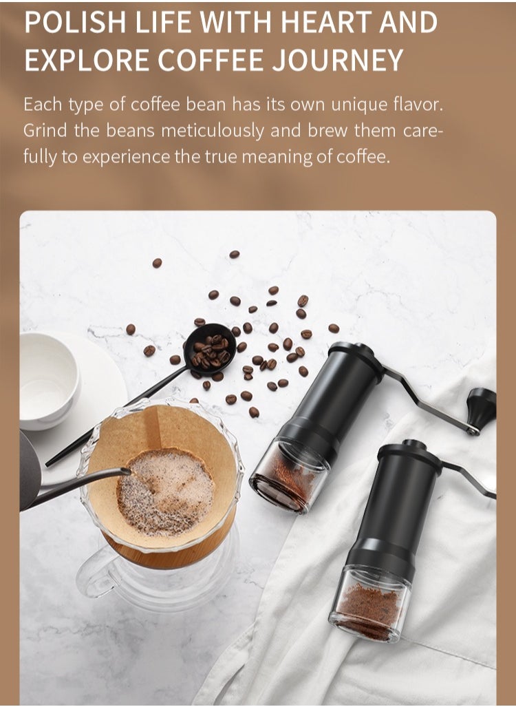 Manual Coffee Grinder, Ceramic Burr Coffee Grinder Manual Adjustable for Fine/Coarse Grind, Portable Spice Grinder with Cleaning Brush for Home, Travel, Camping