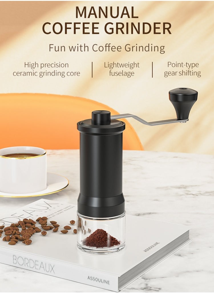 Manual Coffee Grinder, Ceramic Burr Coffee Grinder Manual Adjustable for Fine/Coarse Grind, Portable Spice Grinder with Cleaning Brush for Home, Travel, Camping