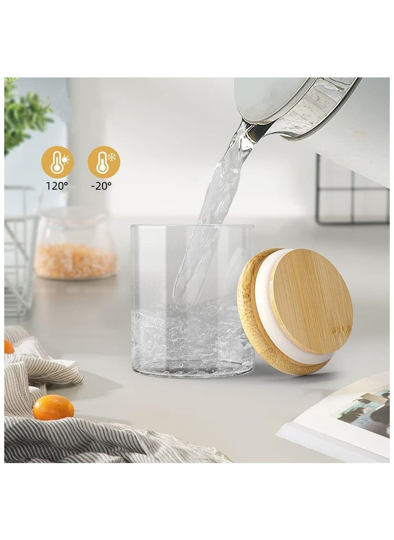 16-Pack 300 ML(10.56 oz)Glass Jars With Wooden Lids, Spice  Glass Airtight Canisters Sets, Glass Food Storage Container, Pantry Organization and Storage Jars,Suitable For Tea, Candy, Spices