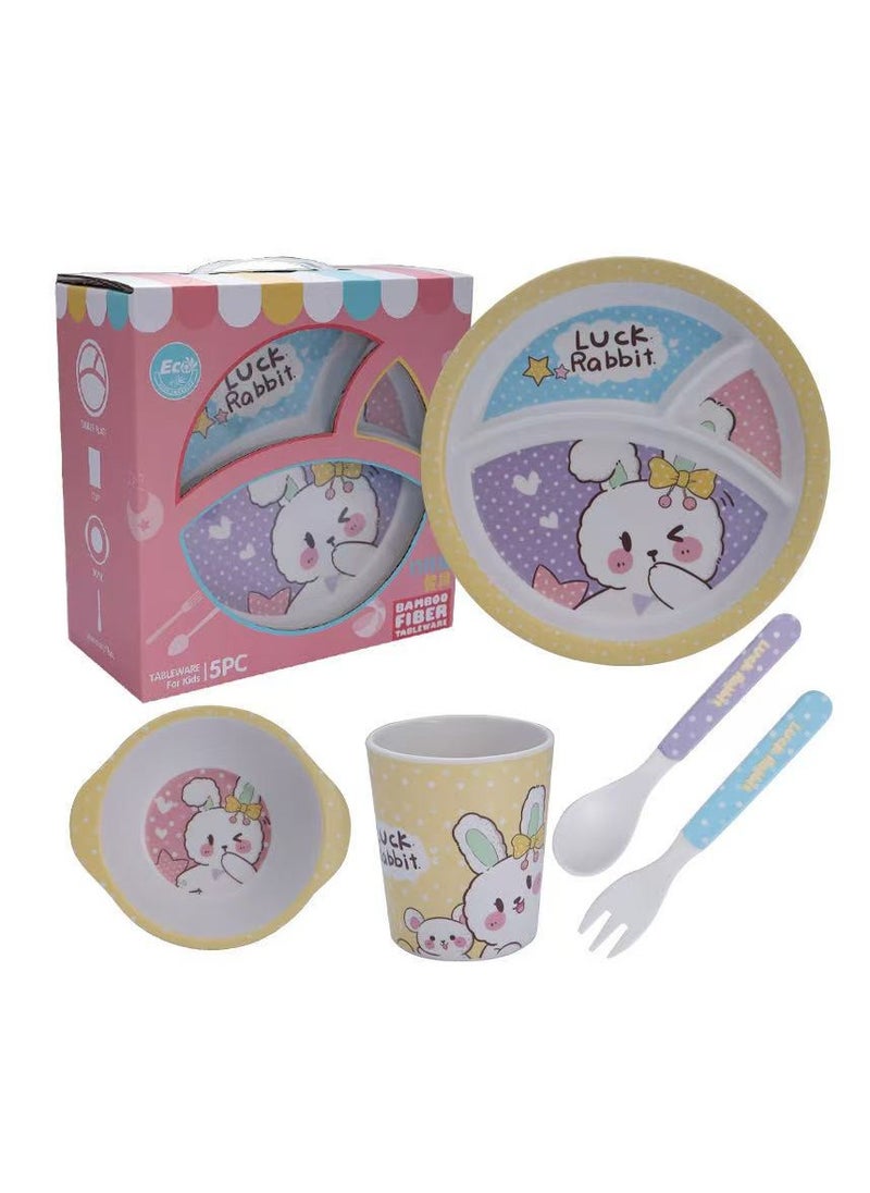 Melamine Baby Set Baby Dinnerware Children's Dinnerware Set Includes Plate Bowl Glass Spoon And Fork Non BPA Made Of Durable Material And Perfect For Kids Set Of 5