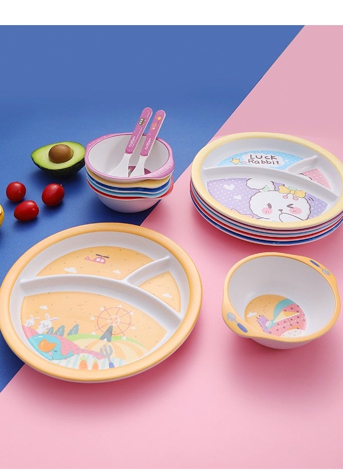 Melamine Baby Set Baby Dinnerware Children's Dinnerware Set Includes Plate Bowl Glass Spoon And Fork Non BPA Made Of Durable Material And Perfect For Kids Set Of 5