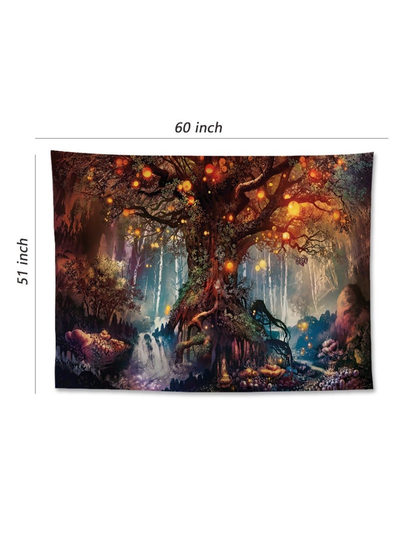 Magical Forest Tapestry Featuring Elves and Waterfalls Perfect for Bedroom and Living Room Decor 60x51 Inches
