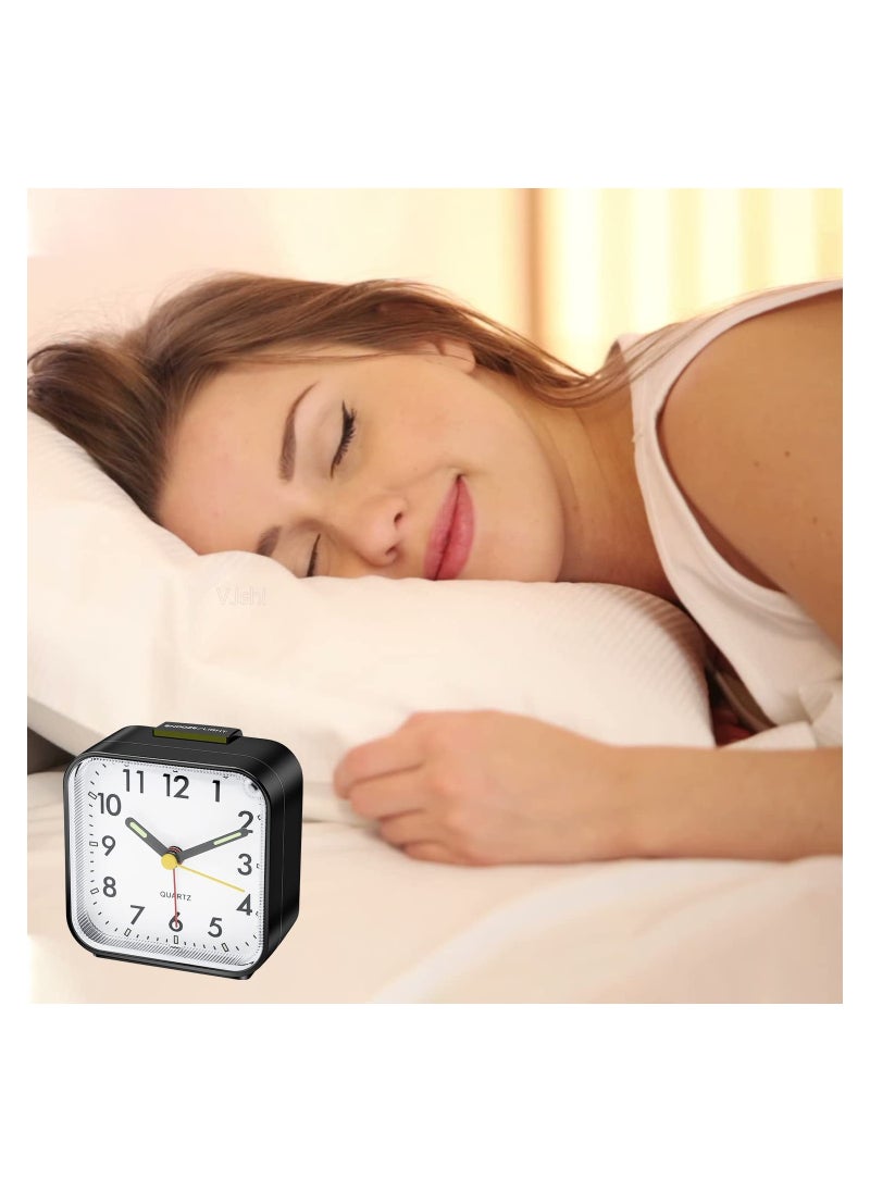 Silent Alarm Clock - Non-Ticking Battery Powered, Luminous Large Display, Snooze Function, Perfect for Bedroom u0026 Office, Travel-Friendly Basic Table Clock