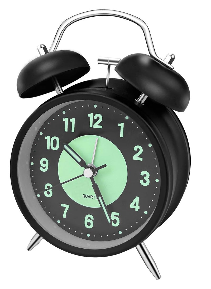 Dual bell alarm clock,loud alarm clock with backlight,silent clock for bedroom or office,perfect for people who sleep too much, retro alarm clock