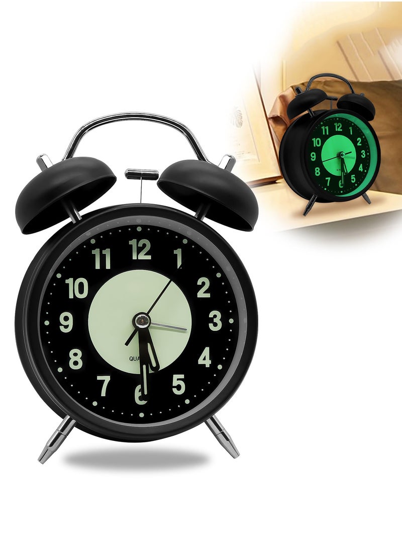 Dual bell alarm clock,loud alarm clock with backlight,silent clock for bedroom or office,perfect for people who sleep too much, retro alarm clock