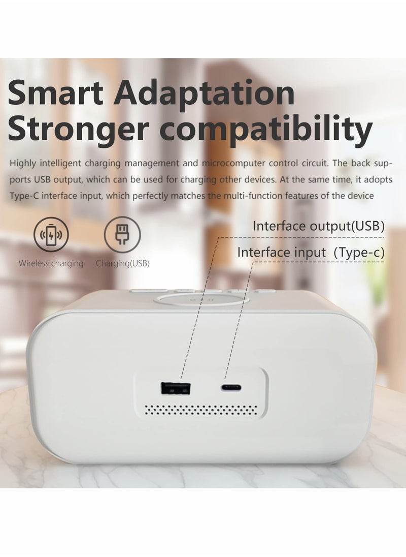 15W Wireless Charging Digital Alarm Clock with LED Night Light, Multifunctional Time, Date u0026 Temperature Display for Bedroom u0026 Office