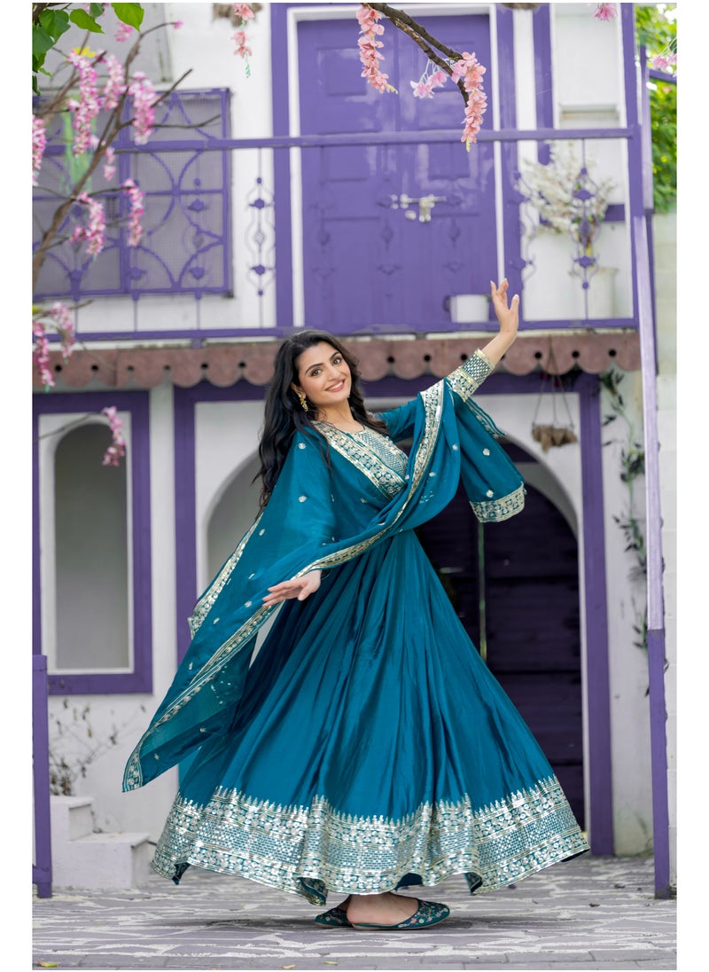 New Launching Heavy Designer Party Wear Look Gown-Dupatta in Heavy Embroidery Sequence Work