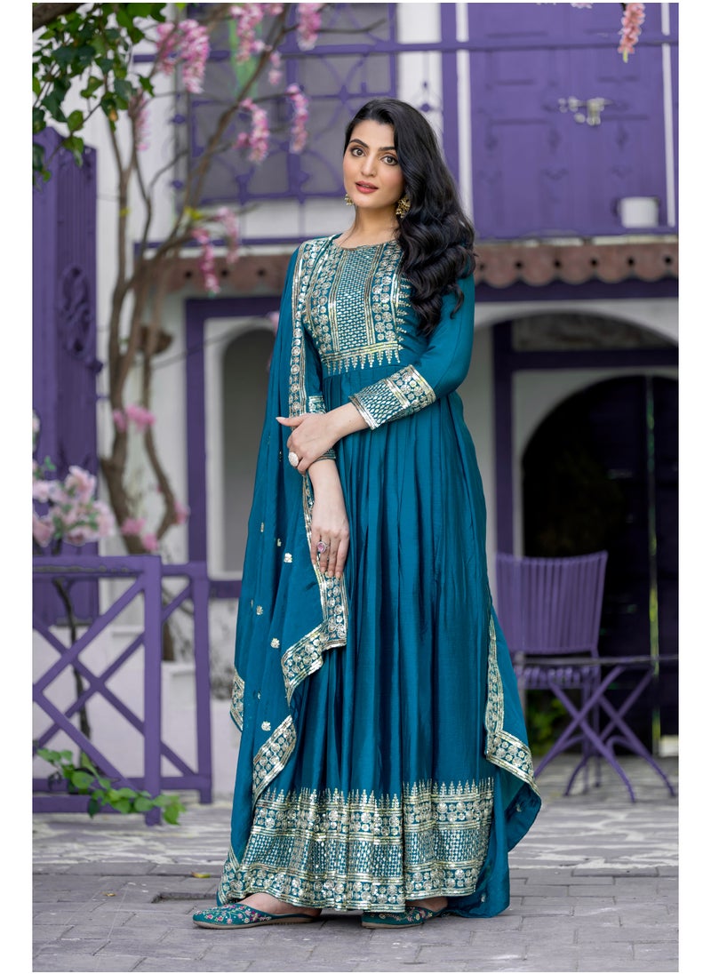 New Launching Heavy Designer Party Wear Look Gown-Dupatta in Heavy Embroidery Sequence Work
