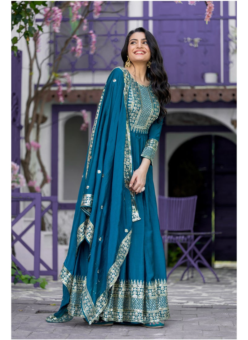 New Launching Heavy Designer Party Wear Look Gown-Dupatta in Heavy Embroidery Sequence Work