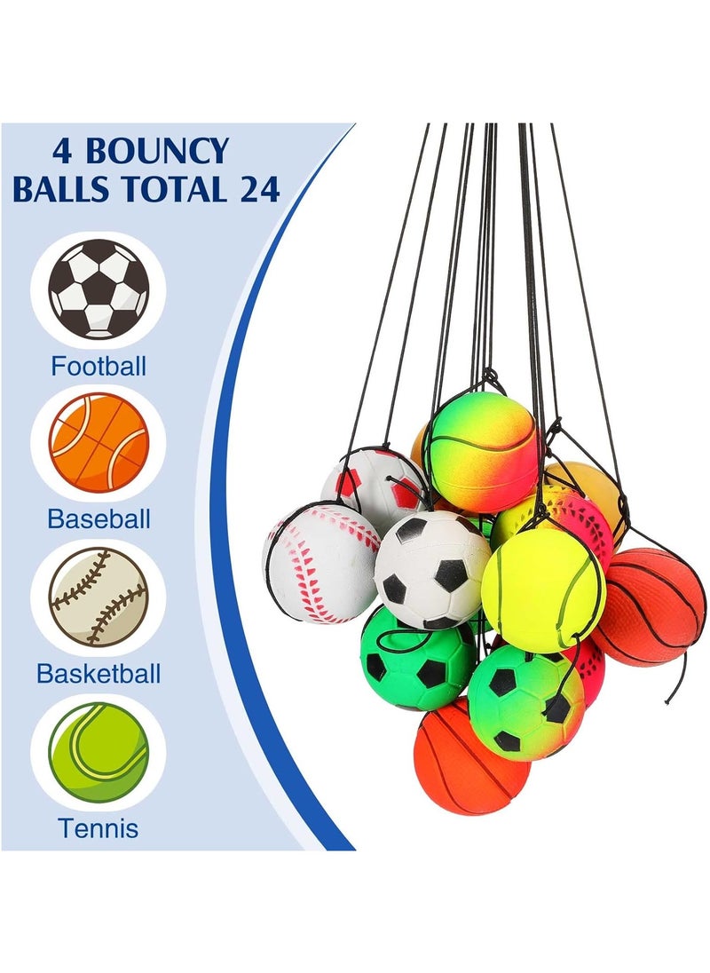 24 Pcs Wrist Bounce Ball on Elastic Rope Wrist Ball with Elastic Rope Spring Ball with Elastic Rope for Kids Adults Wrist Exercise