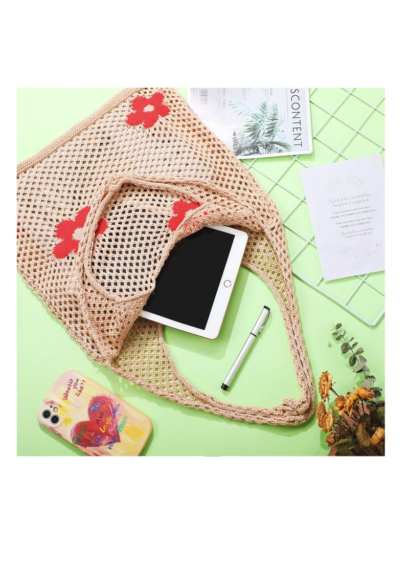 Crochet Tote Bag, Women's Tote Bag, Aesthetic Shoulder Handbags, Fairy Grunge Tote Bags Cute canvas tote Mesh Beach Bag