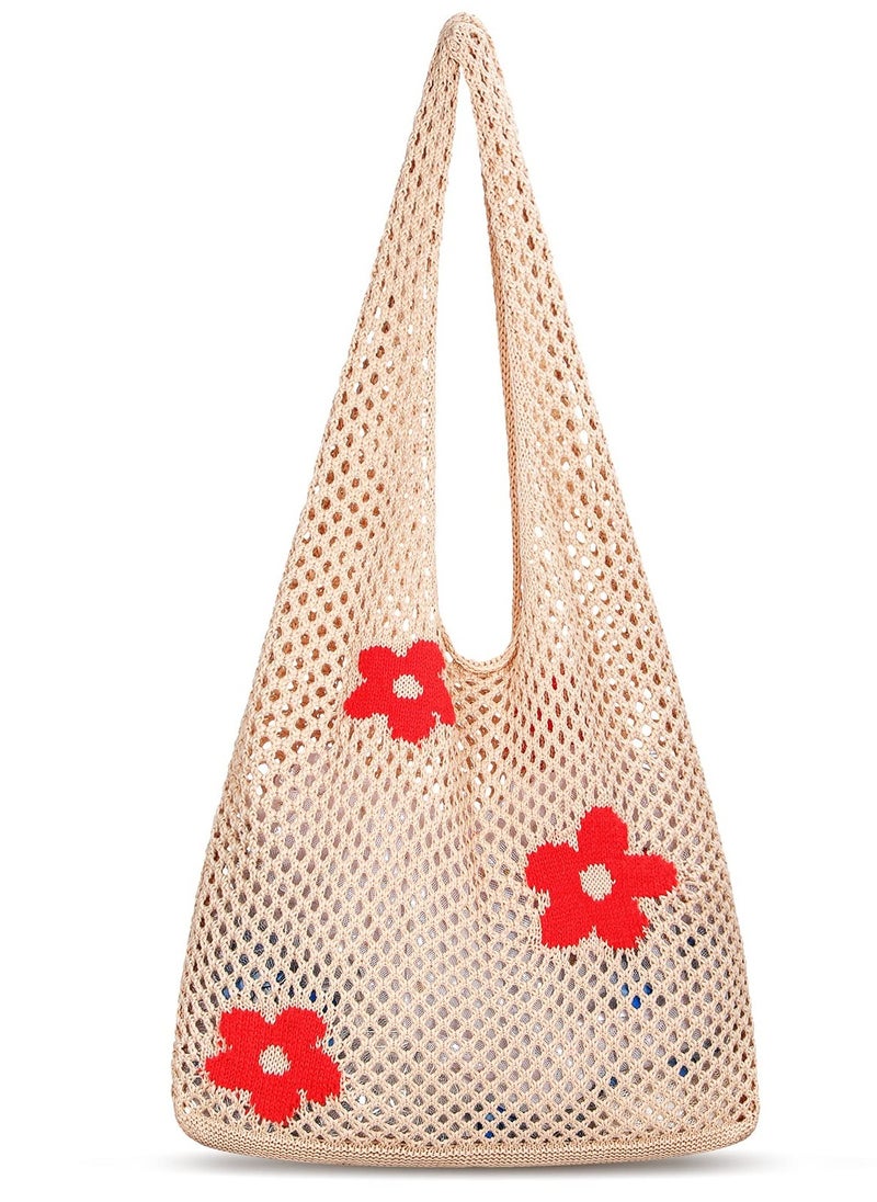 Crochet Tote Bag, Women's Tote Bag, Aesthetic Shoulder Handbags, Fairy Grunge Tote Bags Cute canvas tote Mesh Beach Bag