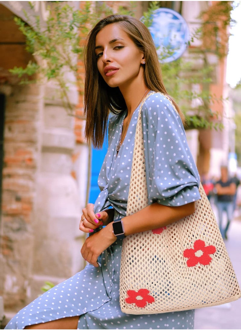Crochet Tote Bag, Women's Tote Bag, Aesthetic Shoulder Handbags, Fairy Grunge Tote Bags Cute canvas tote Mesh Beach Bag