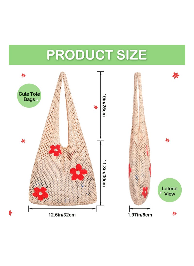 Crochet Tote Bag, Women's Tote Bag, Aesthetic Shoulder Handbags, Fairy Grunge Tote Bags Cute canvas tote Mesh Beach Bag