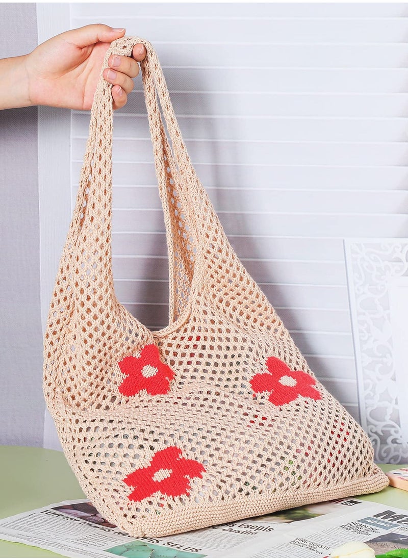 Crochet Tote Bag, Women's Tote Bag, Aesthetic Shoulder Handbags, Fairy Grunge Tote Bags Cute canvas tote Mesh Beach Bag