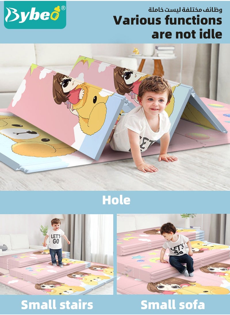 XPE Baby Play Mat, Reversible Foldable Babies Playmat Portable Thickened Crawling Playmats and Floormats with Travel Bag for Infants, Babies,Toddlers, Indoor Outdoor Use, BPA Free, 200*180cm,15mm