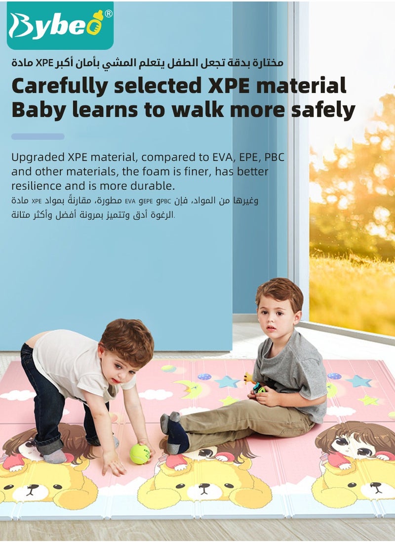 XPE Baby Play Mat, Reversible Foldable Babies Playmat Portable Thickened Crawling Playmats and Floormats with Travel Bag for Infants, Babies,Toddlers, Indoor Outdoor Use, BPA Free, 200*180cm,15mm