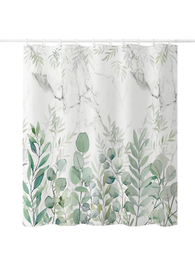 Polyester Shower Curtain 180x200 cm, Mildew-Resistant, Machine Washable with 12 Hooks for Easy Installation