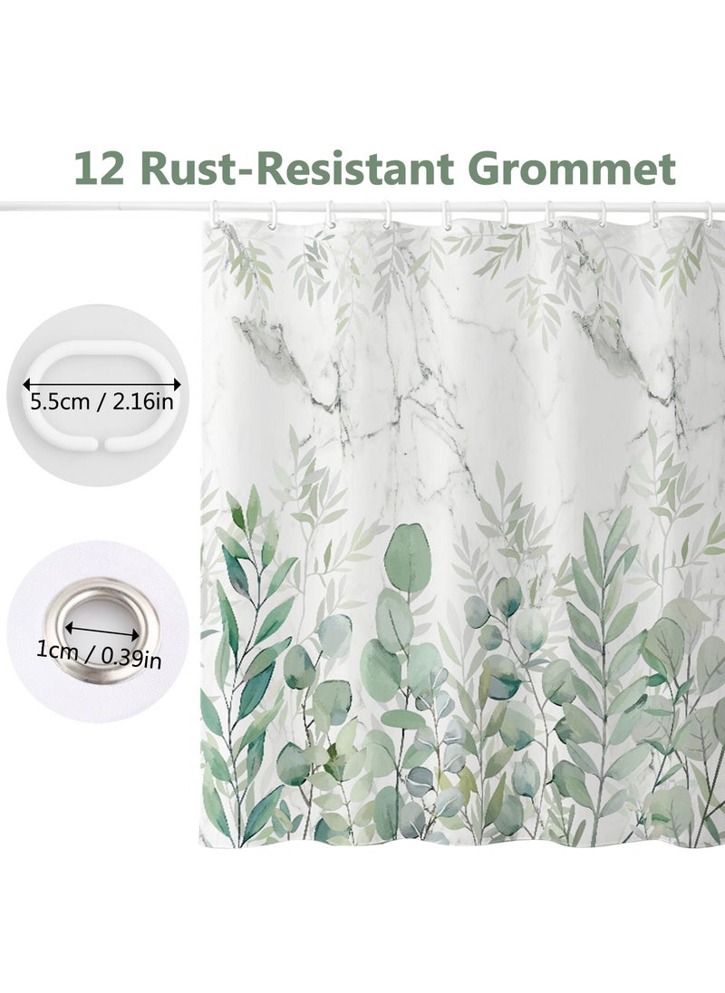 Polyester Shower Curtain 180x200 cm, Mildew-Resistant, Machine Washable with 12 Hooks for Easy Installation
