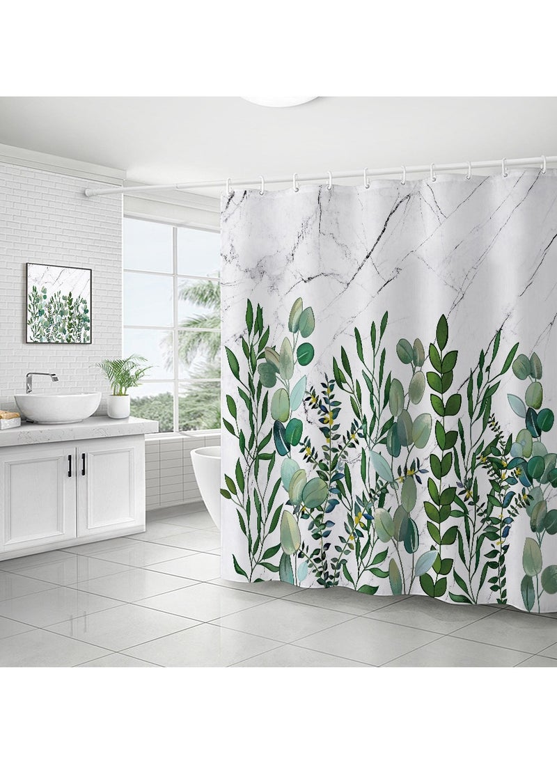 Polyester Shower Curtain 180x200 cm, Mildew-Resistant, Machine Washable with 12 Hooks for Easy Installation